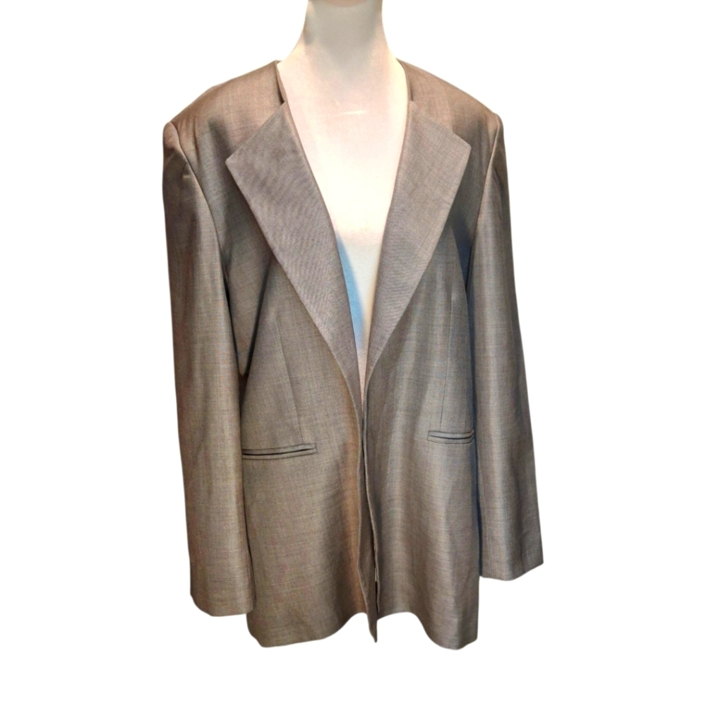 RAEY Blazer Open-Front Grey Long Sleeve Virgin Wool Silk   Women Size UK12 / US8